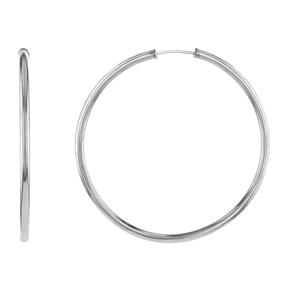 Yellow Gold Endless Hoop Earrings, 2.5 x 50 mm